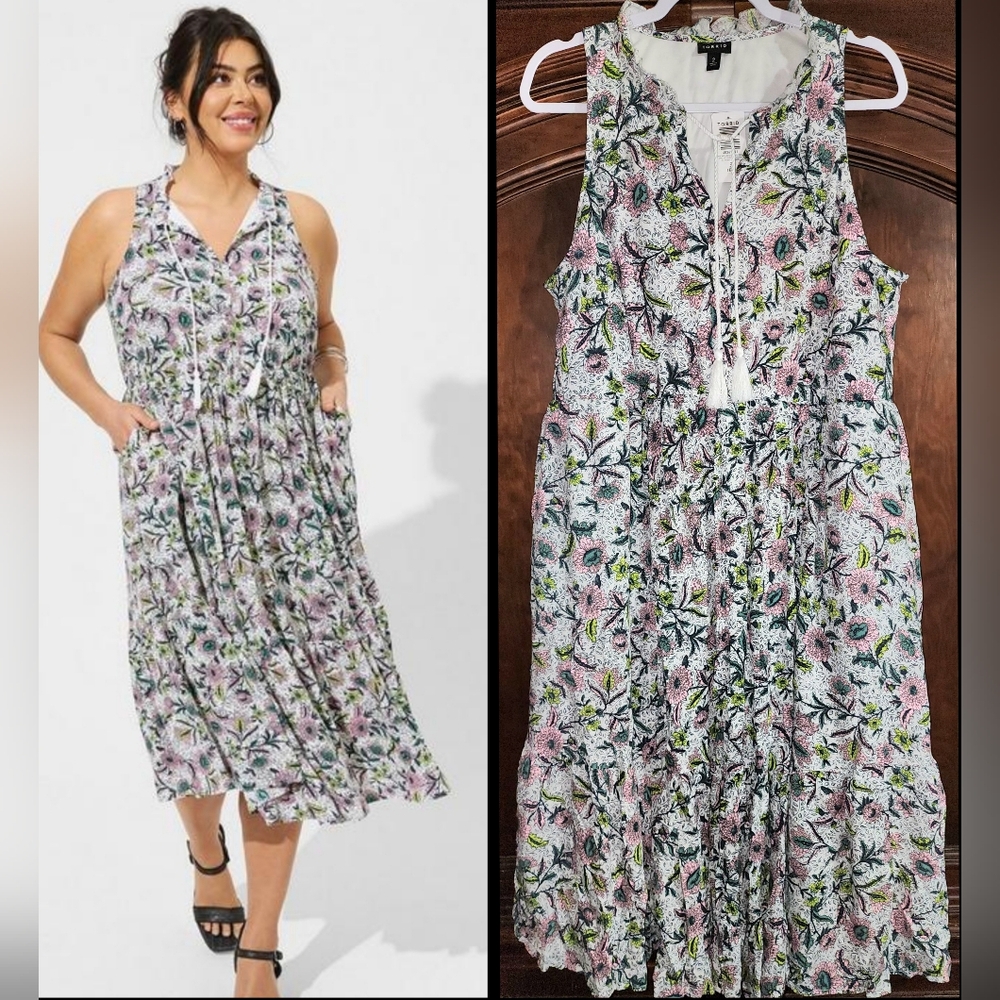 NWT Torrid Chessie Midi Gauze Tiered Dress sz 2X